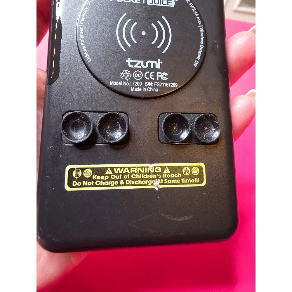 Tzumi PocketJuice 10000mAh Wireless Power Bank Dual USB‎ Portable Charger 7209